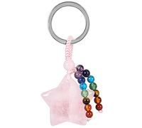 KYEYGWO Natural Crystal Star Keychains with 7 Chakra Beads Tassel | Lucky Charm Amulet, 7 Chakra Keychains for Car Keys, Handbag Charms for Purses Wallet Bag, Daily Portable Key Holder