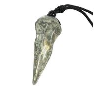 KYEYGWO Natural Crystal Stone Raven Skull Necklace for Men Women Carved Bird Crow Head Pendant Viking Jewellery Amulet with Adjustable Cord, Pyrite