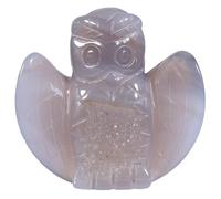KYEYGWO Natural Geode Agate Small Owl Figurine Hand Carved Crystal Animal Statue for Home Office Shelf Decor Accents