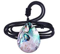 KYEYGWO Natural Iridescent Abalone Shell Pendant Necklace Women Men