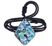 KYEYGWO Natural Iridescent Abalone Shell Rhombus Pendant Necklace Women Men