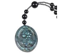 KYEYGWO Natural Labradorite Rose Necklace with Long Beads Chain, Carved Crystal Stone Amulet Pendant Jewellery for Men Women