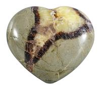 KYEYGWO Natural Septarian Dragon Puffy Heart Crystals and Healing Stones, Polished Heart Shaped Crystal Palm Worry Stones for Anxiety Stress Relief, 1.50-2.56 Inch