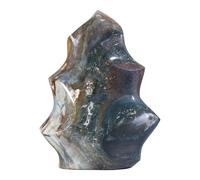 KYEYGWO Ocean Jasper Crystal Obelisk Tower for Shelf Desk Decor, Flame Shaped Crystals and Healing Stones for Positive Energy 1.10-1.32 LBS