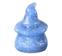 KYEYGWO Pack of 2 Hand Carved Crystal Pumpkin Ghost Head Statue for Halloween Decoration, Mini Pumpkin Figurine with Witch Hat, Blue Aventurine