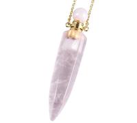 KYEYGWO Perfume Bottle Empty Vial Necklace Natural Crystal Aromatherapy Essential Oil Diffuser Pendant Necklaces Jewellery for Women Men, Rose Quartz