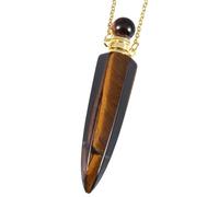 KYEYGWO Perfume Bottle Empty Vial Necklace Natural Crystal Aromatherapy Essential Oil Diffuser Pendant Necklaces Jewellery for Women Men, Tiger's Eye Stone