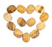 KYEYGWO Picture Jasper Witches Runes Set, Engraved Gypsy Wiccan Symbol