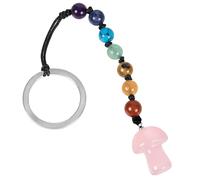 KYEYGWO Pink Crystal Mushroom Keychain for Women Men, Healing Crystal Chakra Keychains Cute Charm for Purse Bag Wallet Car Ornaments