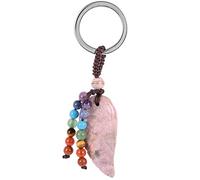 KYEYGWO Pink Rhodonite Crystal Angel Wing Keychains for Men Women