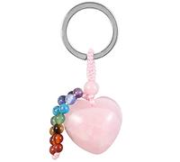 KYEYGWO Pink Rose Quartz Crystal Heart Keychains for Women Men