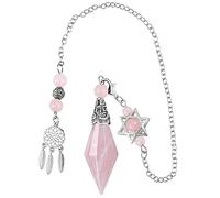 KYEYGWO Pink Rose Quartz Crystal Pendulum for Dowsing Divination Healing