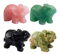 KYEYGWO Pocket Good Luck Elephant Carved Gemstone Lucky Elephant Ornaments Healing Crystal Figurines Statues for Decoration 1.5 Inches, Pack of 4