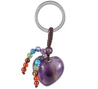 KYEYGWO Purple Amethyst Crystal Heart Keychains for Women Men