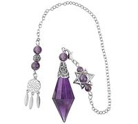 KYEYGWO Purple Amethyst Crystal Pendulum for Dowsing Divination Healing