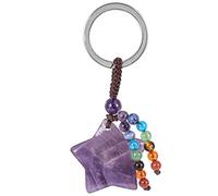 KYEYGWO Purple Amethyst Crystal Star Keychains with 7 Chakra Beads Tassel