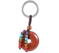 KYEYGWO Red Jasper Peace Buckle Keyring with 7 Chakra Beads Tassel