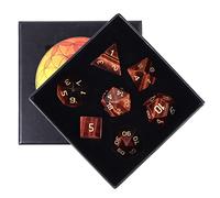 KYEYGWO Red Tiger Eye Stone Crystal Polyhedral Dice Set, 7 Pieces Table Games Dice for Dungeons and Dragons RPG DND Board Game
