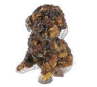 KYEYGWO Resin Poodle Crystal Figurine, Hand Carved Puppy Dog Animal Stone Statue for Home Office Tabletop, Tiger's Eye Stone