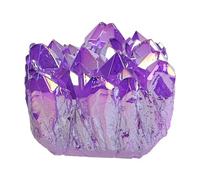 KYEYGWO Rock Crystal Cluster Quartz Stone,Titanium Coated Natural Drusy Crystal Geode Raw Stone Mineral Rough Gemstone Reiki Feng Shui Stone Decor, Light Purple