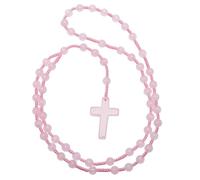 KYEYGWO Rose Quartz Cross Pendant Beaded Necklace for Men Women