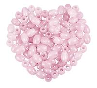 KYEYGWO Rose Quartz Large Hole Polished Gemstone Beads for Bracelets, Oval Loose Charms European Bead for Jewelry Making, Pack of 20