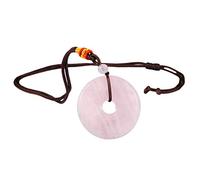 KYEYGWO Round Donut Rose Quartz Pendant Necklace for Men Women with Adjustable Chain