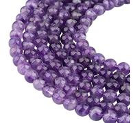 KYEYGWO Semi Precious Stone Loose Beads for Jewelry Making, Energy Stone Healing Power Ball Beads 1 Strand, Amethyst(8 mm)