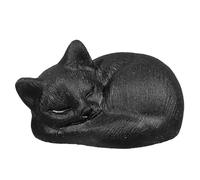 KYEYGWO Sleeping Black Obsidian Cat Statue Animal Sculpture for Home Decor, Hand Carved Kitten Figurine Cat Lover Gifts for Women Men