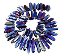 KYEYGWO Titanium Coated Irregular Polished Crystal Point Quartz Top Drilled Stick Spike Beads for Jewellery Making DIY Art Craft