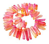 KYEYGWO Titanium Coated Irregular Rough Crystal Point Quartz Top Drilled Raw Stick Spike Beads for Jewellery Making DIY Art Craft