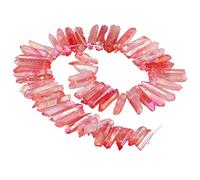 KYEYGWO Titanium Coated Irregular Rough Crystal Point Quartz Top Drilled Raw Stick Spike Beads for Jewellery Making DIY Art Craft