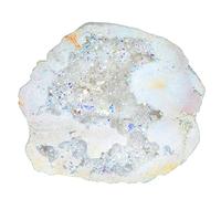 KYEYGWO Titanium Coated Natural Crystal Raw Geode Stone, Quartz Cluster Specimen Gemstone Decor Irregular Natural Piece Stones Ornament for Healing Collection, White
