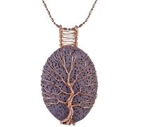 KYEYGWO Tree of Life Stone Pendant for Women, Handmade Wire Wrapped Healing Crystal Necklace for Jewelry
