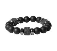 KYEYGWO Triple Protection Bracelet for Men Women, 12 mm Beaded Crystals and Healing Stones Bracelets for Luck, Prosperity & Positive Energy, Black Obsidian Lava Rock Hematite Jewellery