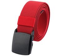 KYEYGWO Unisex Elastic Web Belts, Outdoor Adjustable Stretch Webbing Nylon Belt with Plastic Buckle, Red
