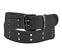KYEYGWO Web Canvas Belts for Men & Women, Double Hole Grommet Webbing Waist Belt, Dark Grey