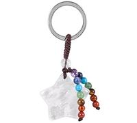 KYEYGWO White Rock Quartz Crystal Star Keychains with 7 Chakra Beads Tassel