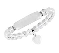 KYEYGWO White Rock Quartz Healing Crystal Bracelet with Heart Charm