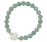 KYEYGWO White Shell Star Moon Crystal Stone Stretch Bracelet, Round Beads Chakra Wrap Weist Bracelet for Women Men, Green Aventurine