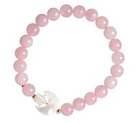 KYEYGWO White Shell Star Moon Crystal Stone Stretch Bracelet, Round Beads Chakra Wrap Weist Bracelet for Women Men, Rose Quartz