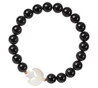 KYEYGWO White Shell Star Moon Crystal Stone Stretch Bracelet, Round Beads Chakra Wrap Weist Bracelet for Women Men, Black Obsidian