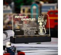 Kyglaring Glowing Clear Acrylic Name Plate with Power Base Designed for 76191 Marvel Infinity Gauntlet Building Set Sign Display (Glowing Nameplate)