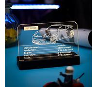 Kyglaring Glowing Clear Acrylic Name Plate with Power Base Designed for Lego Technic Porsche 911 RSR 42096 Race Car Building Set Sign Display