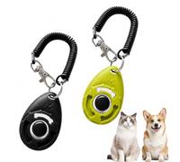KYiDrBas 2 PCS Dog Training Clicker, Pet Trainer, Black & Green | Clear Button, Durable Metal, ABS Plastic, Stainless Steel Hook, Elastic Wrist Strap for Dog Training at Home or Outdoors