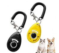 KYiDrBas 2 PCS Dog Training Clicker, Pet Trainer, Black & Yellow | Clear Button, Durable Metal, ABS Plastic, Stainless Steel Hook, Elastic Wrist Strap for Dog Training at Home or Outdoors