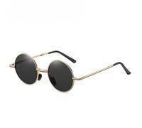 Kyiduo Polarized Round Folding Hippie Sunglasses for Women Men Folding Compact Pocket Circle Sun Glasses(Gold/black)