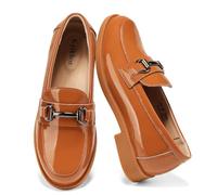 KYIKHOR Loafers for Women Slip On Work Flats Casual Moccasins Penny Loafers | Lightweight,Easy On And OFF,Patent Leather,Low Heel,Non-slip Rubber Soles,Memory Foam,Perfect for driving travelling business