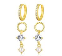 KYINYUECH 1 Pair Golden Zircon Copper Combination Earrings