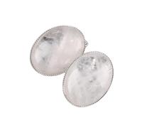KYINYUECH 1pair Clip On Earring Without Piercing Women Stone Beads Oval Shape Pink Purple Onyx Earring